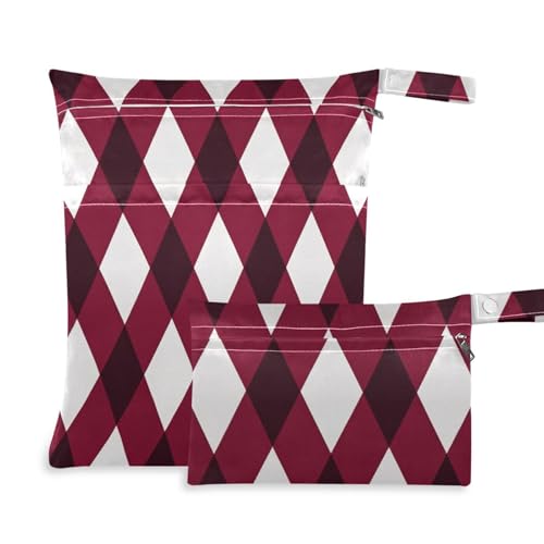 WDdZzyy Tradiction dunkelrot karierte Rhombus Plaid prop1 wasserdichte Taschen 2 Stück Wickeltasche wesentliche Gegenstände mit Griffen für Szenario von WDdZzyy
