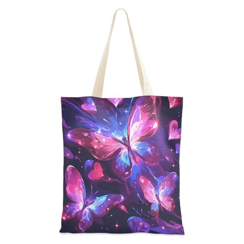 WDdZzyy Tragetasche aus Segeltuch, Motiv: Traumhafte Schmetterlinge, Herzen, Geschenktasche WDdZzyy Tragetasche aus Segeltuch, Motiv: Traumhafte Schmetterlinge, Herzen, Geschenktasche von WDdZzyy