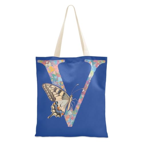 WDdZzyy Tragetasche mit Schmetterlingsbuchstabe V, cooles Geschenk für Freundinnen, Großpackung WDdZzyy Tragetasche mit Schmetterlingsbuchstabe V, cooles Geschenk für Freundinnen, Großpackung von WDdZzyy