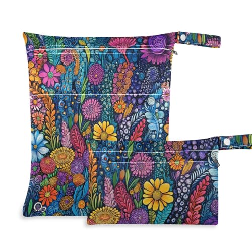 WDdZzyy Wäschesack mit abstraktem Blumenmuster, buntes Ölgemälde, wasserdicht, 2 Stück, Nassbeutel für Badeanzug mit Griffen für Pool WDdZzyy Wäschesack mit abstraktem Blumenmuster, buntes Ölgemälde, wasserdicht, 2 Stück, Nassbeutel für Badeanzug mit Griffen für Pool von WDdZzyy