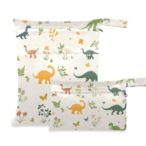 WDdZzyy Waschbare Tasche mit niedlichen Dinosauriern zum Schwimmen, 2 Stück, Reiseutensilien für Babys mit Griffen für die Kindertagesstätte von WDdZzyy