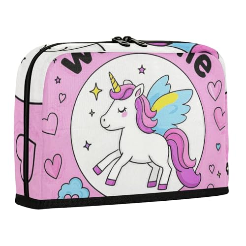 WDdZzyy Welcome Home Federmäppchen mit niedlichem Cartoon-Einhörner, großes Fassungsvermögen, Make-up-Tasche, Reißverschluss, Organizer für Studenten, Büro von WDdZzyy