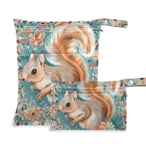 WDdZzyy Wickeltasche im Boho-Stil, Blumen-Eichhörnchen-Requisite, 2 Stück, unverzichtbare Gegenstände mit Griffen für Babywindeln von WDdZzyy