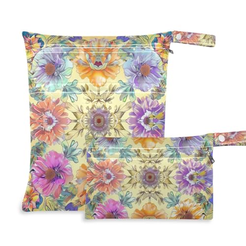 WDdZzyy Wiederverwendbare Wickeltasche im Boho-Stil, Blumenmuster, Gelb, 2 Stück von WDdZzyy