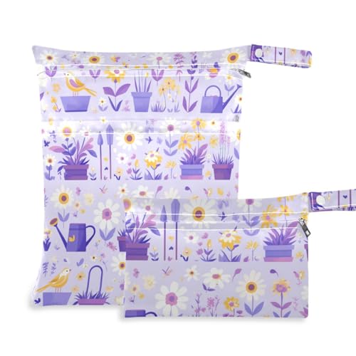 WDdZzyy Wiederverwendbare Wickeltasche mit frischen Blumen und Weißen, 2 Stück von WDdZzyy