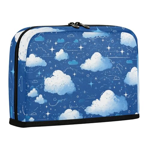 WDdZzyy Zarte Cartoon-Wolke dunkelblaue Bleistiftbeutel, große Kapazität, Make-up-Tasche mit Reißverschluss, Schreibwaren-Organizer für Studenten, Kosmetik von WDdZzyy