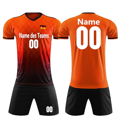 WEANGCW8238JIAN Multi-Größe maßgeschneiderte Fußballkleidung, Fußballhemd für Kinder bis Erwachsene, Fußball-Trainingskleidung (Orange) von WEANGCW8238JIAN