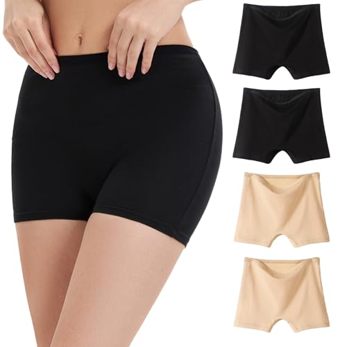 WEASIC Boxershorts Damen Baumwolle Pantys Damen Baumwolle Boxershorts Panties & Hipsters für Frauen Boxershort Unterhosen Panty hot Pants unterwäsche Boyshorts (4er-Pack, Bunt 2, XXL) von WEASIC