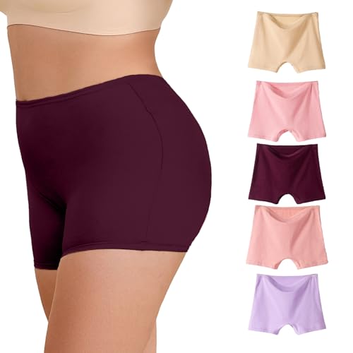 WEASIC Boxershorts Damen Baumwolle Pantys Damen Baumwolle Boxershorts Panties & Hipsters für Frauen Boxershort Unterhosen Panty hot Pants unterwäsche Boyshorts (5er-Pack, Bunt 2, M) von WEASIC