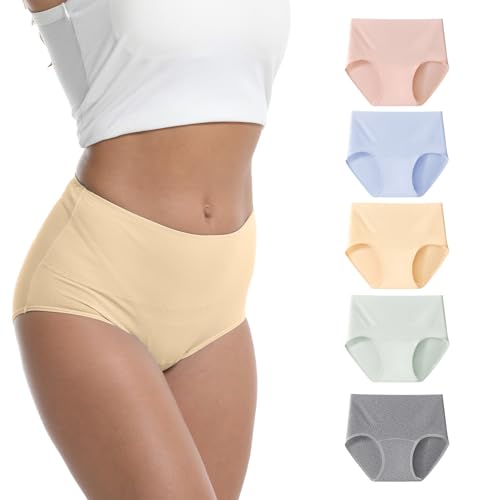 WEASIC Unterhosen Damen Baumwolle unterwäsche Frauen Slip Damen Baumwoll unterwäsche Frauen Slips Unterhosen Nahtlose unterwäsche damenslips mehrpack Baumwolle Pantys (5er-Pack, Mehrfarbig 1, XS) von WEASIC