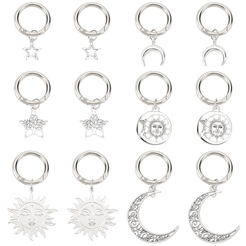 WEBEEDY 12 Stück 3 Stile Legierungs Stiefelanhänger Sonne Und Mond Stern Schuh Anhänger Silber Schnürsenkel Anhänger Mit Feder Torringen Zubehör Für Frauen Sneaker Freizeitschuhe von WEBEEDY