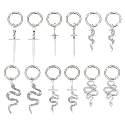 WEBEEDY 12 Stück Schlangen-Stiefelschuh-Charms Mit Feder-O-Ring Schuh-Charms Anhänger Zubehör Schlüsselanhänger Hängende Ornamente Mit Federtor-Ringen Vintage-Schuhzubehör von WEBEEDY
