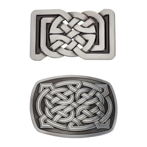 WEBEEDY 2 Stile Gürtelschnalle Mit Keltischem Knoten Western-Vintage-Wikinger-Gürtelschnalle Klassischer Cowboy Neuartige Gürtelschnallen Antik-Silber-Gürtelzubehör von WEBEEDY