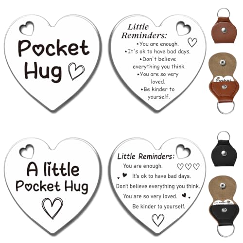 WEBEEDY 2 Stück Taschenumarmung Token Geschenke Mentale Gesundheit Geschenk, Edelstahl Doppelseitige Münze Fernbeziehung Andenken Geschenk, Motivationsgeschenk Für Frauen Männer von WEBEEDY