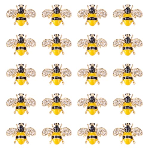 WEBEEDY 20 Stück Strass Bienen Broschen Pins Niedliche Tier Emaille Reversnadeln Bienen Schmuck Broschen Abzeichen Dekorationsnadel Für Frauen Hüte Rucksäcke Kleidung Taschen Geschenk Zum Geburtstag von WEBEEDY