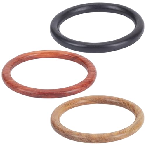 WEBEEDY 3 Farben Holzarmband 60mm Runder Sandelholz Armreif Handgefertigte Natürliche Holzarmbänder Für Frauen Männer Elegantes Sandelholz Armband Geburtstagsgeschenk(Schwarz Rot Grün) von WEBEEDY