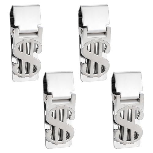 WEBEEDY 4 Stück Geldklammer aus Edelstahl Silber Slim Geldklammer Für Männer Kartenhalter Clip Für Geldbörse Ersatzbedarf Geschäftsalltag Urlaubstag 6x2.3cm von WEBEEDY