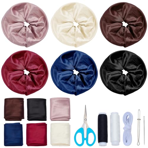 WEBEEDY 6 Farben 12 Set Satin Stoff Scrunchie Machen Kit Haar Scrunchie Für Frauen Mit Gummibändern Nadeln Gewinde DYI Haarbedarfs Scrunchies Set Für Haaraccessoires WEBEEDY 6 Farben 12 Set Satin Stoff Scrunchie Machen Kit Haar Scrunchie Für Frauen Mit Gummibändern Nadeln Gewinde DYI Haarbedarfs Scrunchies Set Für Haaraccessoires von WEBEEDY