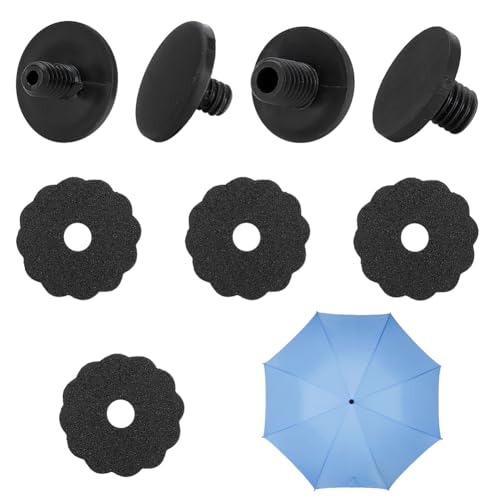 WEBEEDY 8 Set Regenschirm Spitzenkappen 6mm + 8mm Schwarzer Regenschirm Oberteil Schraubkappe Ersatz Mit Wasserdichter Dichtung Für Faltbare Kompakte Regenschirme 2 Größen von WEBEEDY