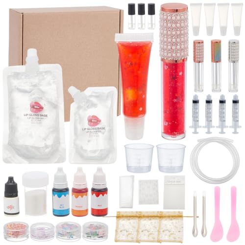 WEBEEDY DIY Lippenglanz Machen Kit 37 Pcs Feuchtigkeitsspendende Lip Glaze Handmade Set für Frauen Anfänger, Machen Sie Ihre Einzigartige Geschenke Lipgloss Kit Lipgloss machen Zubehör Set Spaß von WEBEEDY