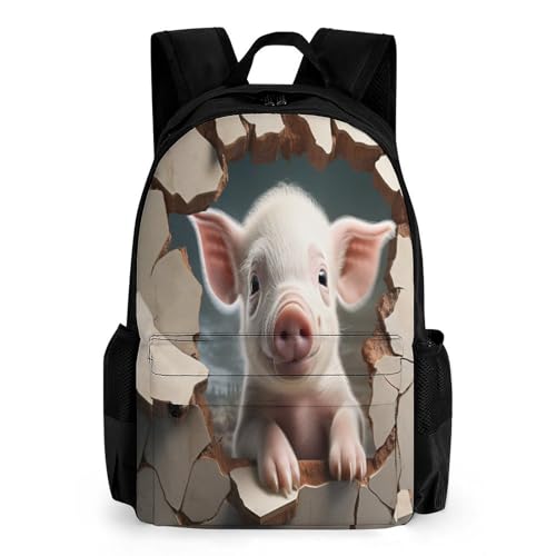 WECECE Ranzen Mädchen 5 Klasse Schwein Schulranzen 5.klasse Jungen Schulrucksack 3D Schweinlet Mädchen 2. Klasse Leichter Reise Outdoor Freizeit von WECECE