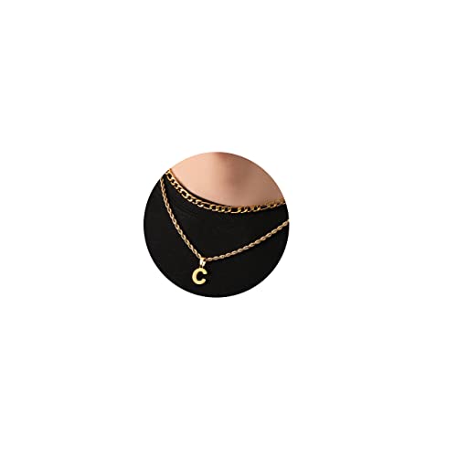 WEDDINEN Halskette mit Initialen-Anhänger, A-Z, geschichtet, Edelstahl, Figarokette, Schmuck, Geschenke für Damen und Herren, V, Edelstahl, Kein Edelstein WEDDINEN Halskette mit Initialen-Anhänger, A-Z, geschichtet, Edelstahl, Figarokette, Schmuck, Geschenke für Damen und Herren, V, Edelstahl, Kein Edelstein von WEDDINEN