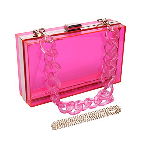 Damen Acryl Transparent Gold Stern Abendtaschen Geldbeutel Clutch Vintage Bankett Handtasche, Pink von WEDDINGHELPER