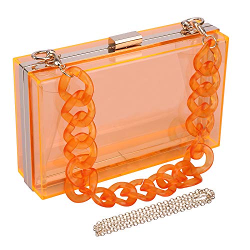 WEDDINGHELPER Damen Acryl Transparent Gold Stern Abendtaschen Geldbörsen Clutch Vintage Bankett Handtasche, Orange, Medium von WEDDINGHELPER