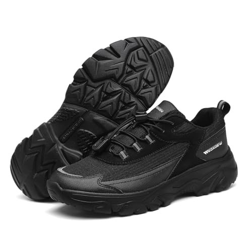 WEDXDEW Herren Slipper Extra Weit Slip-On Sneakers Slip On Wanderschuhe Wasserdicht Und Rutschfeste Sohle für Breite FüßE Schuhe Ohne Schnur(Black,45 EU) von WEDXDEW