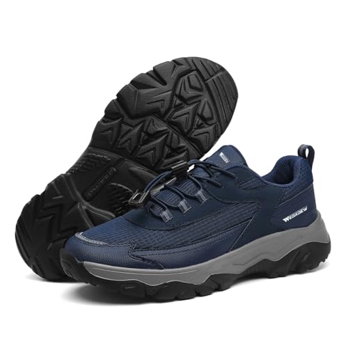 WEDXDEW Herren Slipper Extra Weit Slip-On Sneakers Slip On Wanderschuhe Wasserdicht Und Rutschfeste Sohle für Breite FüßE Schuhe Ohne Schnur(Blue,46 EU) von WEDXDEW