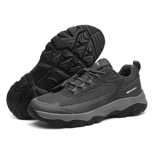 WEDXDEW Herren Slipper Extra Weit Slip-On Sneakers Slip On Wanderschuhe Wasserdicht Und Rutschfeste Sohle für Breite FüßE Schuhe Ohne Schnur(Gray,41 EU) von WEDXDEW