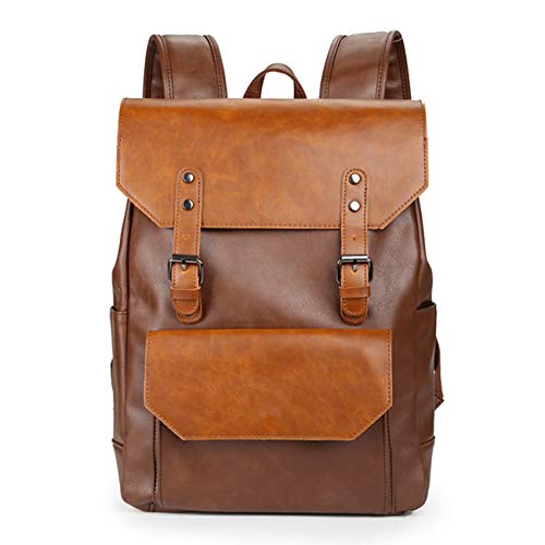 Vintage Leder Rucksack Casual Daypack für Männer Frauen Laptop Tasche Umhängetaschen Unisex Umhängetaschen Schultaschen Klassischer Stil von WEECOC