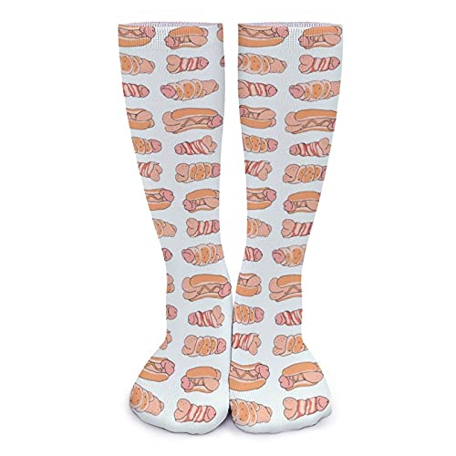 WEEDKEYCAT Happy Penis Dick Sweet Bacon Wrapped Damen Sportsocken Kniehohe Strumpfhose Warme Strümpfe Weiß Einheitsgröße, Weiß, Einheitsgröße von WEEDKEYCAT