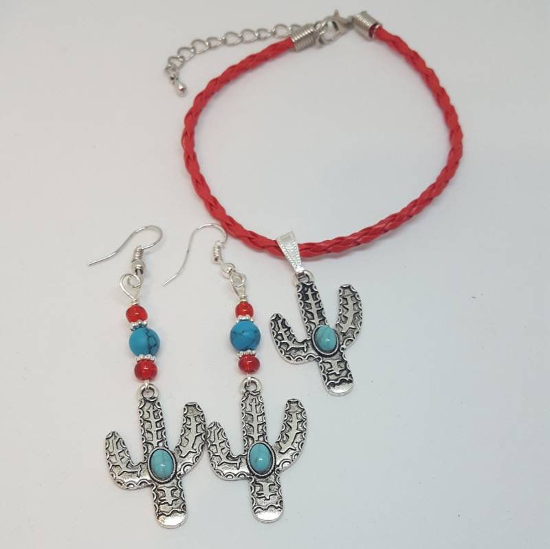 Kaktus, Rotes Armband, Kunstleder-Armband von WEEDsByRose