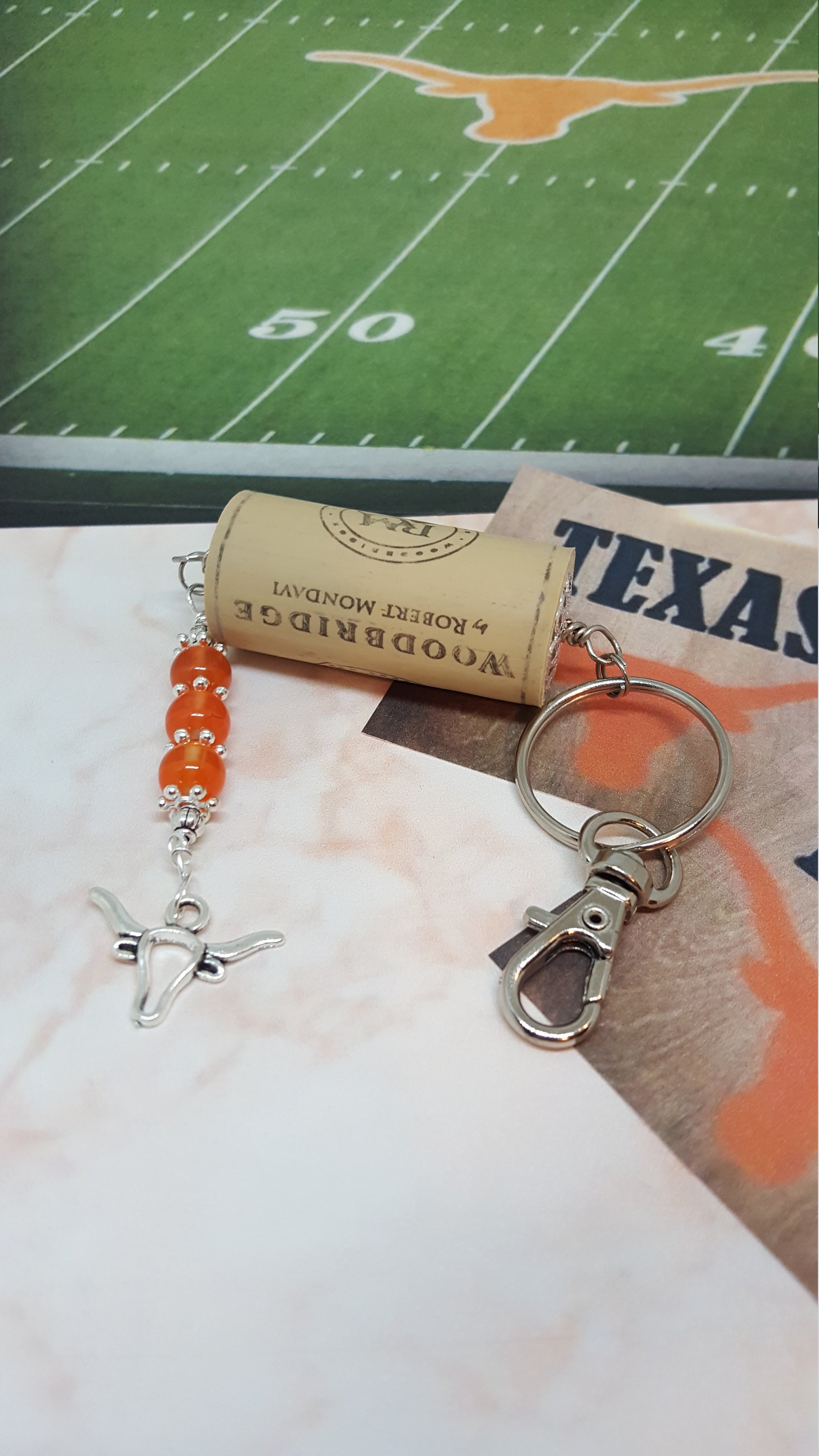 Longhorn Kork Schlüsselanhänger Geldbörse Clip, Sport Fan Geschenk von WEEDsByRose