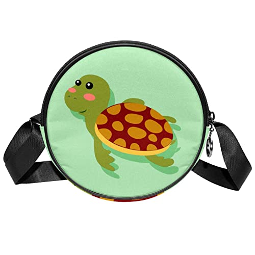 WEETIME Umhängetasche Süße Schildkröte Messenger Bags Runde Umhängetasche für Damen Damen Mädchen von WEETIME