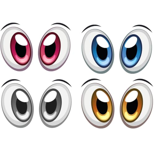 Aufkleber Augen, 4 Paar, Spaßartikel, Lustige Sticker, Selbstklebendes Augen Aufkleber für Saugroboter Mähroboter Auto oder Staubsauger Dekorativ lustig wetterfest Aufkleber von WEGLOK