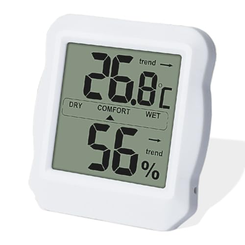 Digitales Mini Thermo-Hygrometer Thermometer Hygrometer innen Temperatur und Luftfeuchtigkeitmessgerät Wohnzimmer, Büro, Garage oder Gewächshaus, weiß von WEGLOK