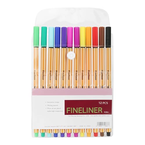 Fineliner,12 Stück,12 Farben,0.4mm Fineliner Stifte mit ergonomischem Griff, Zeichnungs- und Faserstifte mit feiner Spitze für Erwachsene, Lebendige farbige Kunststifte von WEGLOK