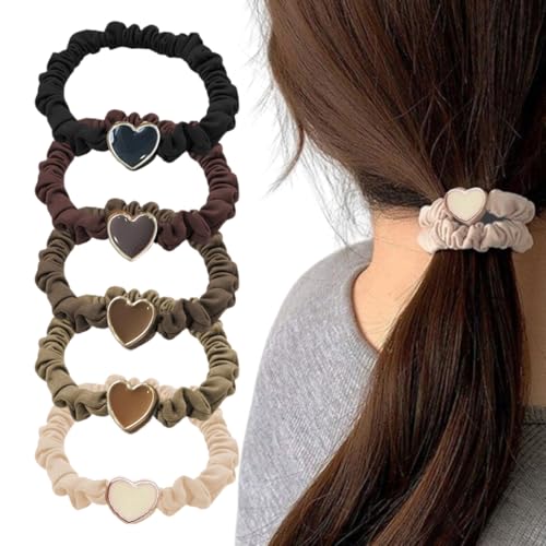 Haargummis für Damen und Mädchen,5 Stück,Haarband aus Seide,Haargummis starker Halt,Weiche Seile Pferdeschwanzhalter Frauen Haarschmuck von WEGLOK