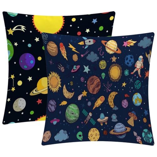 Kinder Kissenbezug, 2 Stück, Kissenhülle Jungen, Kinderbezüge mit Reißverschluss, Kissenbezug mit Weltraummotiv, Weich Atmungsaktiv für Jungen Mädchen Bettwäsch Babykissen Bezug, maschinenwaschbar Kinder Kissenbezug, 2 Stück, Kissenhülle Jungen, Kinderbezüge mit Reißverschluss, Kissenbezug mit Weltraummotiv, Weich Atmungsaktiv für Jungen Mädchen Bettwäsch Babykissen Bezug, maschinenwaschbar von WEGLOK