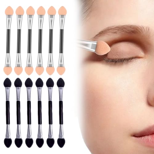 Lidschatten Pinsel,12 Stück,Double Head Eyeshadow Brush,Einweg Lidschatten Applikator Lidschattenpinsel,Sponge Eyeshadow Brush von WEGLOK