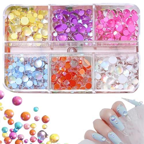 Nail Charms, Meerjungfrau Perlen Charms, 3D Nail Art Dekoration,3D Acryl Meerjungfrau Perlen Nail Gems für Frauen Acryl Nagel von WEGLOK
