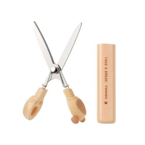 Niedlich Mini Scheren, Tragbare Schreibschere, Faltbar Schreibschere für Kinder, mit Schutzabdeckung für Papierschnitte, Grußkarten und DIY Projekte (Braun) von WEGLOK