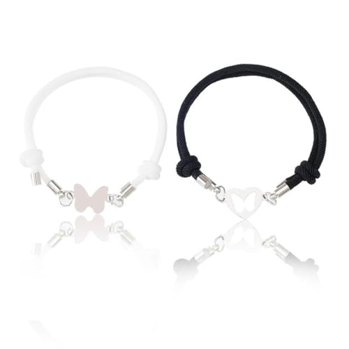 Paare Armband, 2 Stücke Paar Armband Anziehungskraft, Paarpaarung Liebe Freundschaft Weben, Partnerarmbänder Fernbeziehung Armband Herzförmige Partner Armbänder von WEGLOK