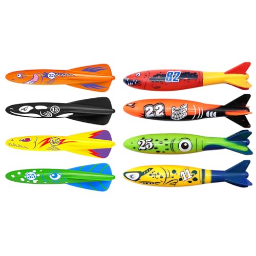 Tauchen Spielzeug, 8 Stück, Torpedo Spielzeug Schwimmbad Spielzeug für Kinder Sommer Unterwasserspiel und Tauchtraininng, Sommer Poolparty Geschenk für Jungen und Mädchen, Geschenk, Sommer Tauchen Spielzeug, 8 Stück, Torpedo Spielzeug Schwimmbad Spielzeug für Kinder Sommer Unterwasserspiel und Tauchtraininng, Sommer Poolparty Geschenk für Jungen und Mädchen, Geschenk, Sommer von WEGLOK