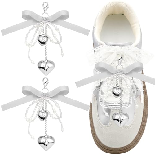 WEGOODZF Perlenschleifen-Charms: 2 x Schleifen-Clip-On-Dekorationen für Damen, Grau, Einheitsgröße WEGOODZF Perlenschleifen-Charms: 2 x Schleifen-Clip-On-Dekorationen für Damen, Grau, Einheitsgröße von WEGOODZF