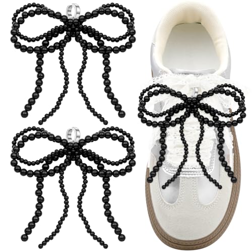 WEGOODZF Perlenschleifen-Charms: 2 x Schleifen-Clip-On-Dekorationen für Damen, One Size, Perle, Erstellter Perle von WEGOODZF