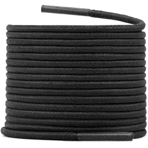 WEGOODZF Rund Dünne Gewachst Schnürsenkel: 2MM Business Baumwolle Schuhbänder für Herren Damen Lederschuhe 2 Paar 60CM Schwarz von WEGOODZF