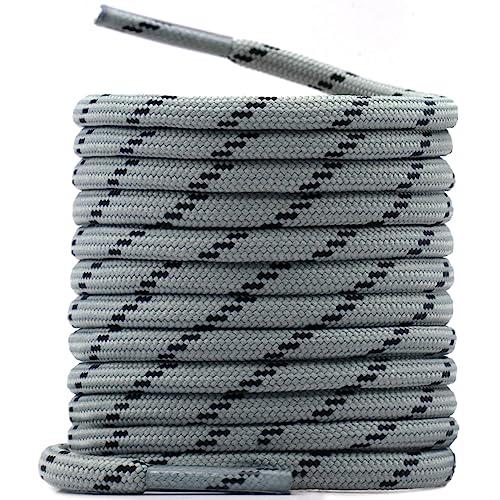 WEGOODZF Runde Boots Wanderschuhe Schnürsenkel: 100CM Hellgrau Schwarz 4,5MM Dick Arbeitsschuhe Schuhbänder für Herren Damen 2 Paar von WEGOODZF